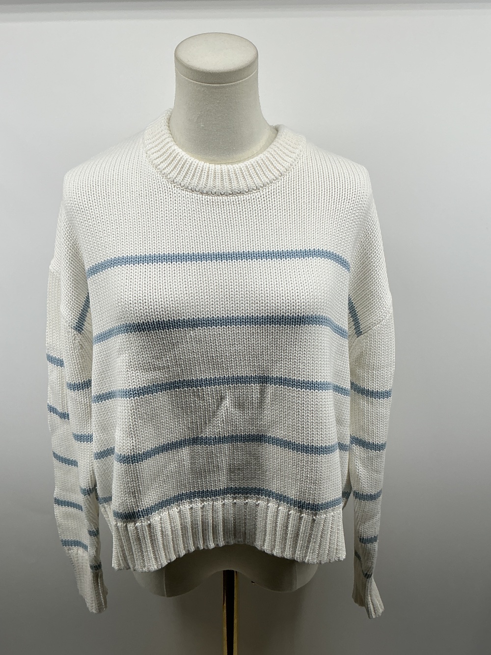 100% Organic Cotton Striped Crew Sweater